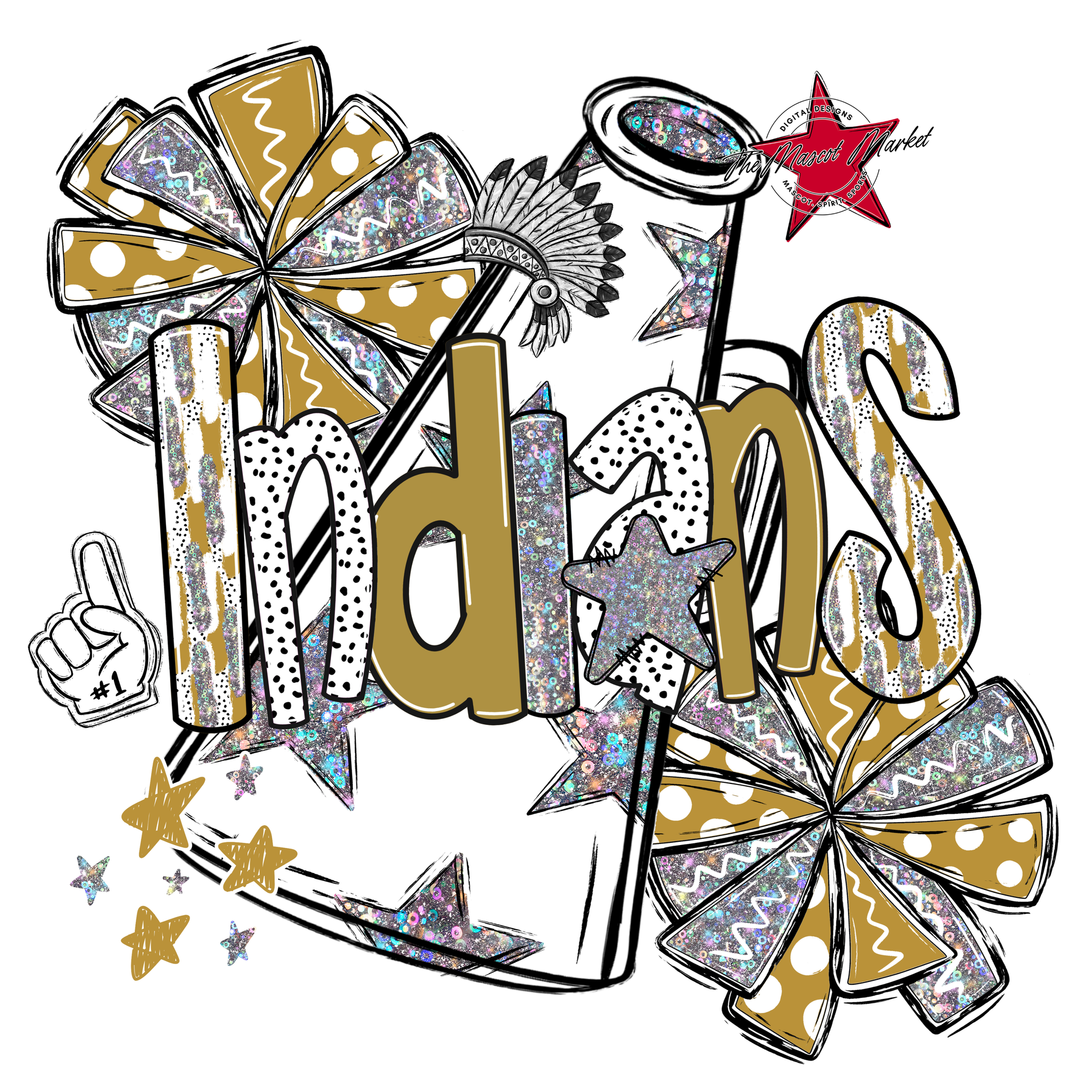 Indians Cheer Megaphone Scrape-Gold