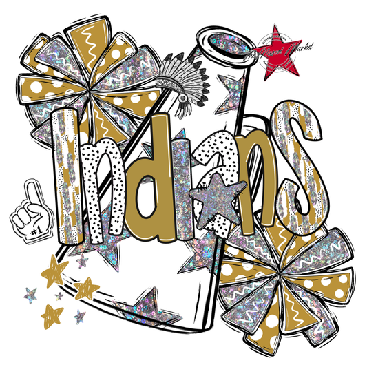 Indians Cheer Megaphone Scrape-Gold