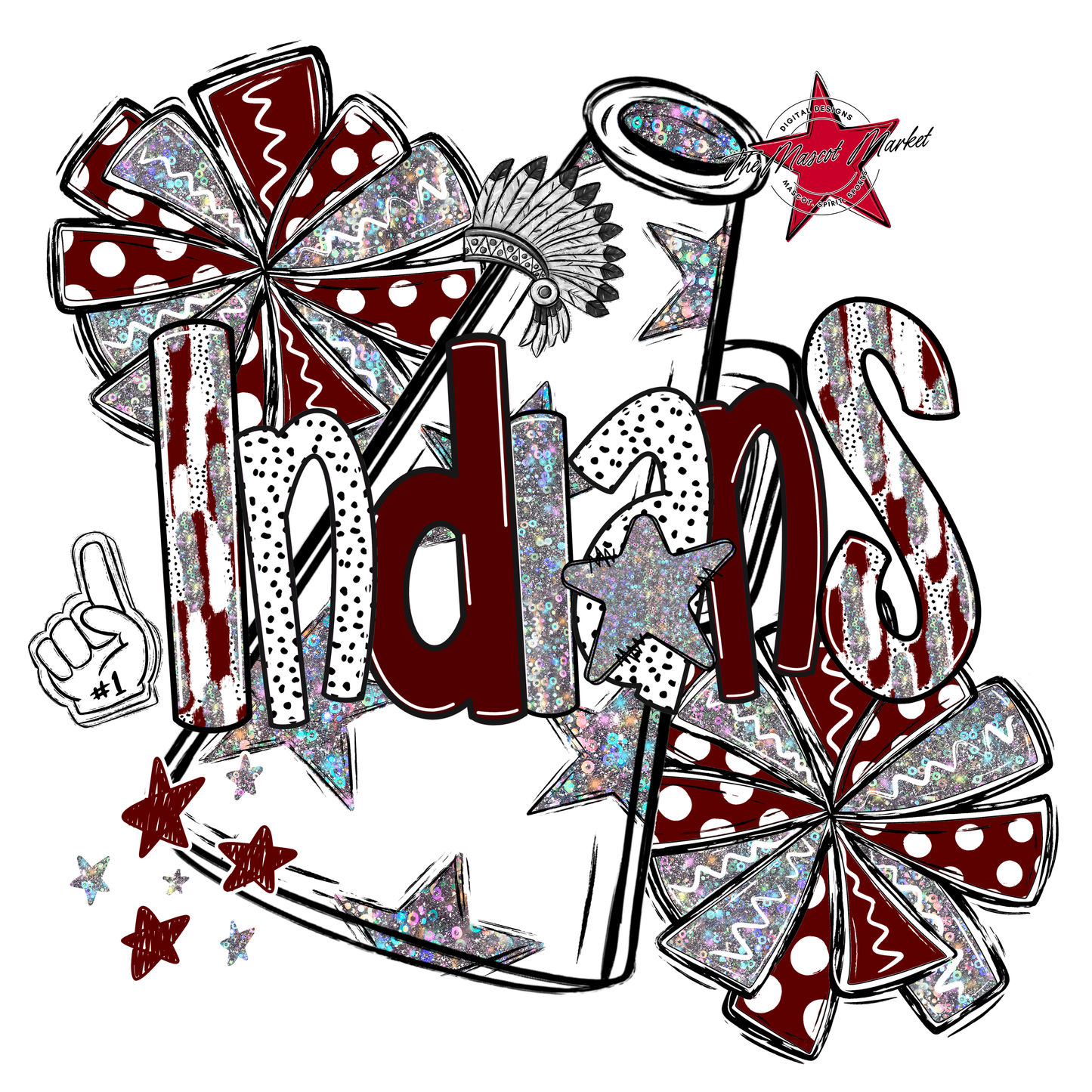 Indians Cheer Megaphone Scrape-Maroon