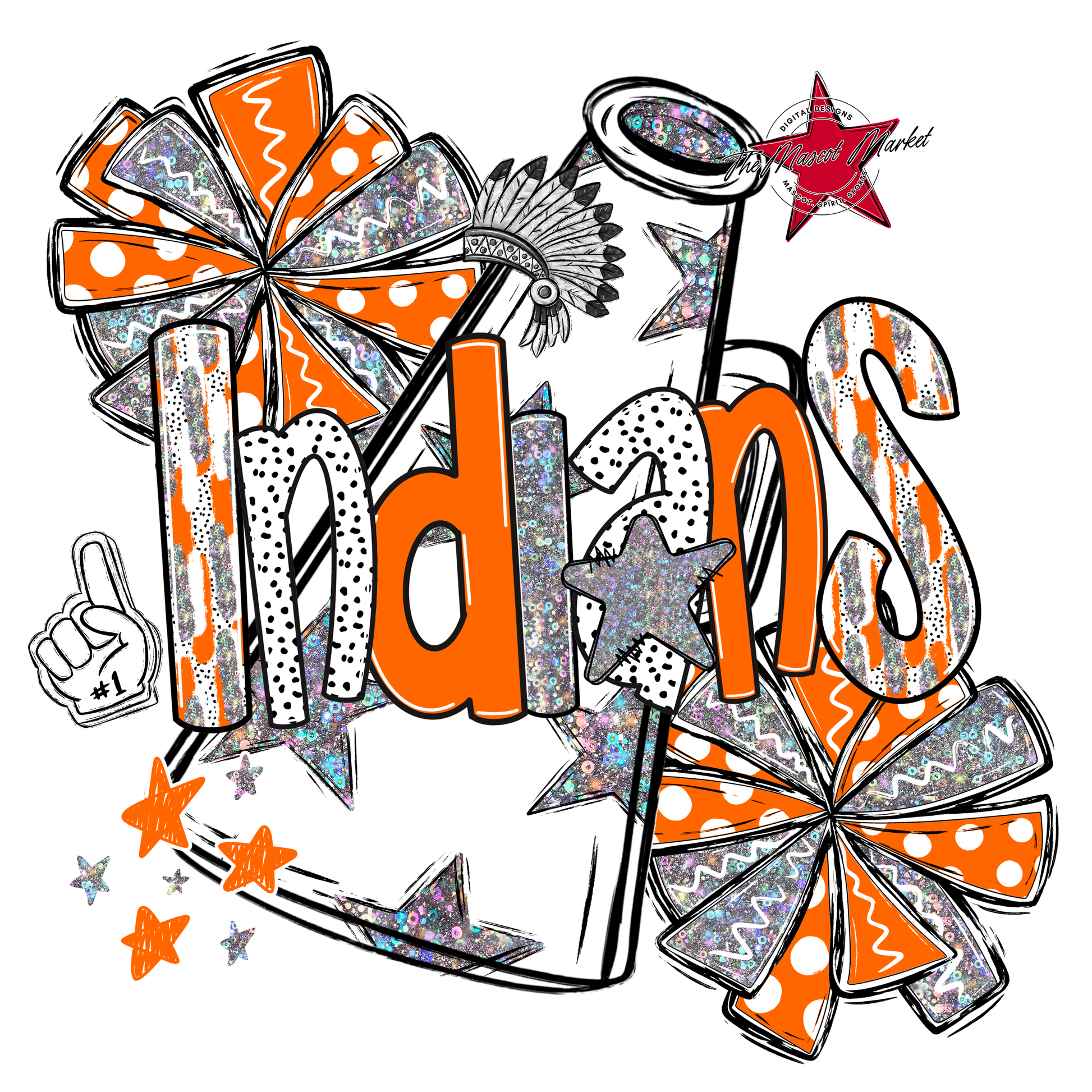 Indians Cheer Megaphone Scrape-Orange