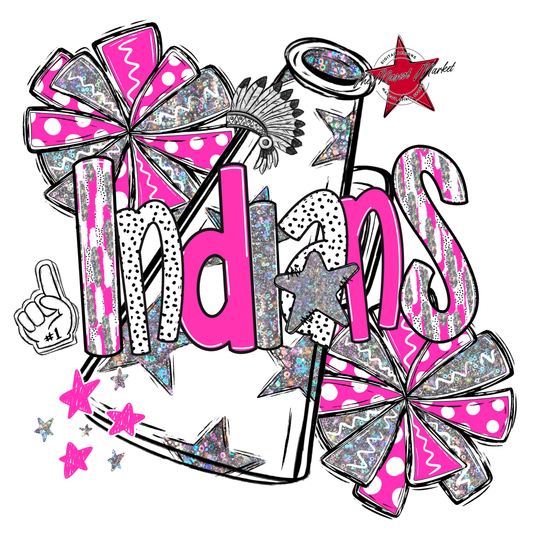 Indians Cheer Megaphone Scrape-Pink