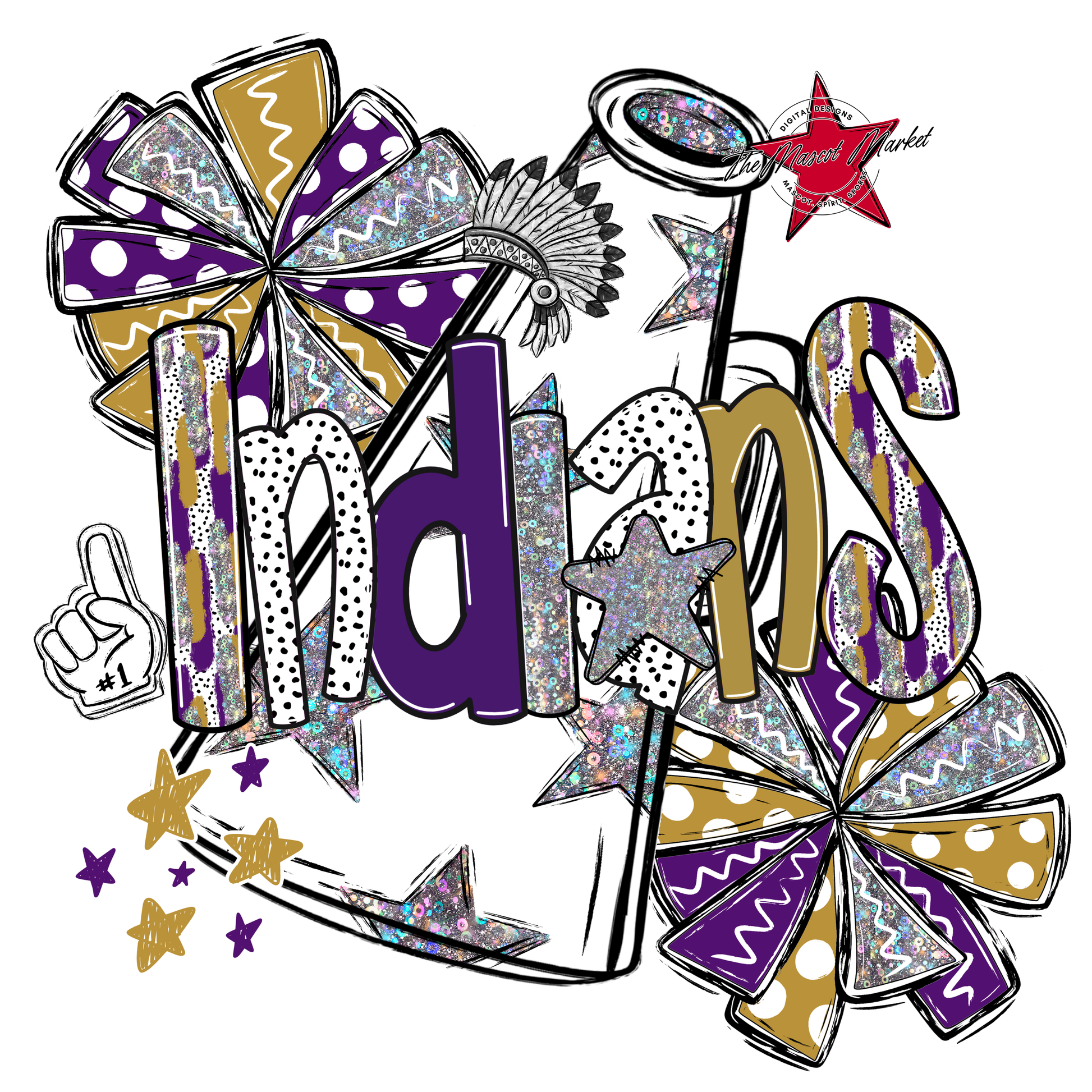 Indians Cheer Megaphone Scrape-Purple-Gold
