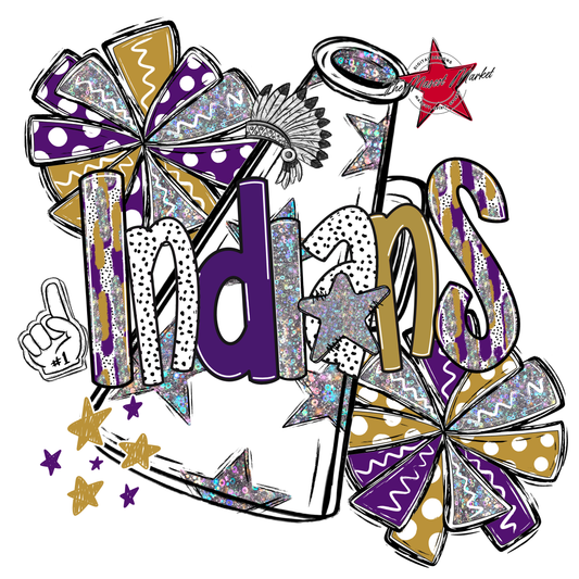 Indians Cheer Megaphone Scrape-Purple-Gold