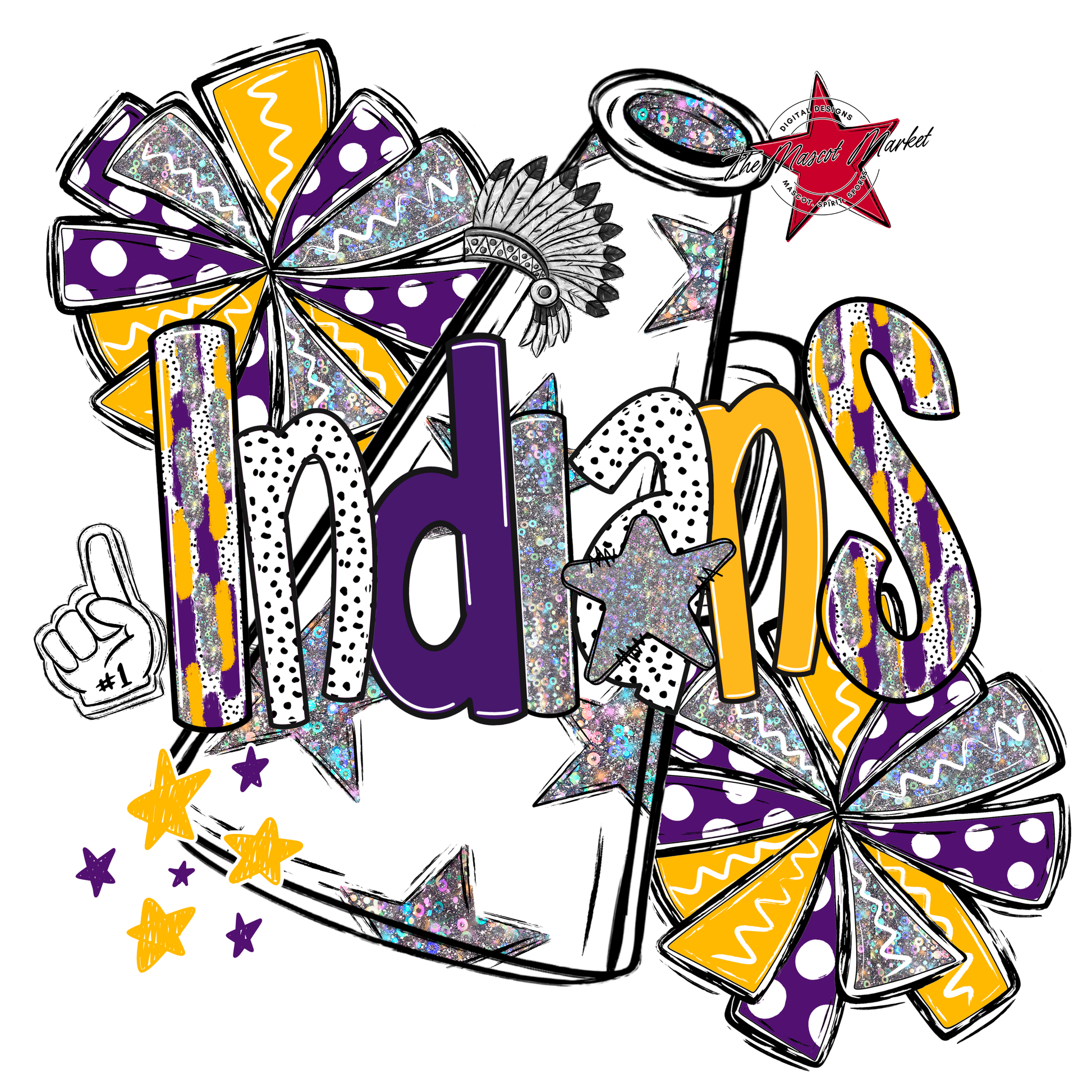 Indians Cheer Megaphone Scrape-Purple-Yellow