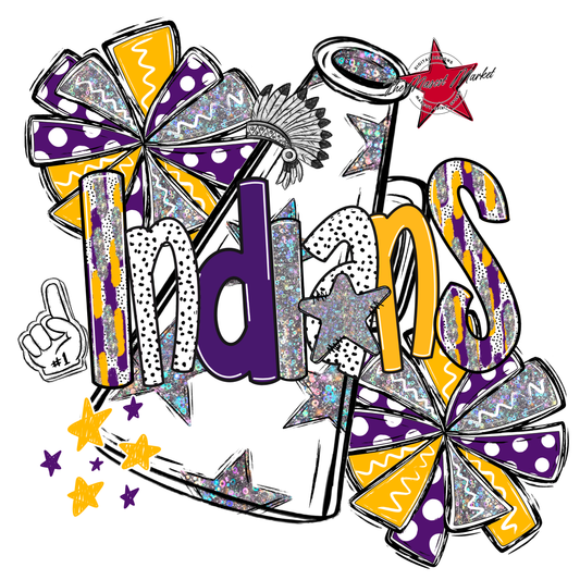 Indians Cheer Megaphone Scrape-Purple-Yellow