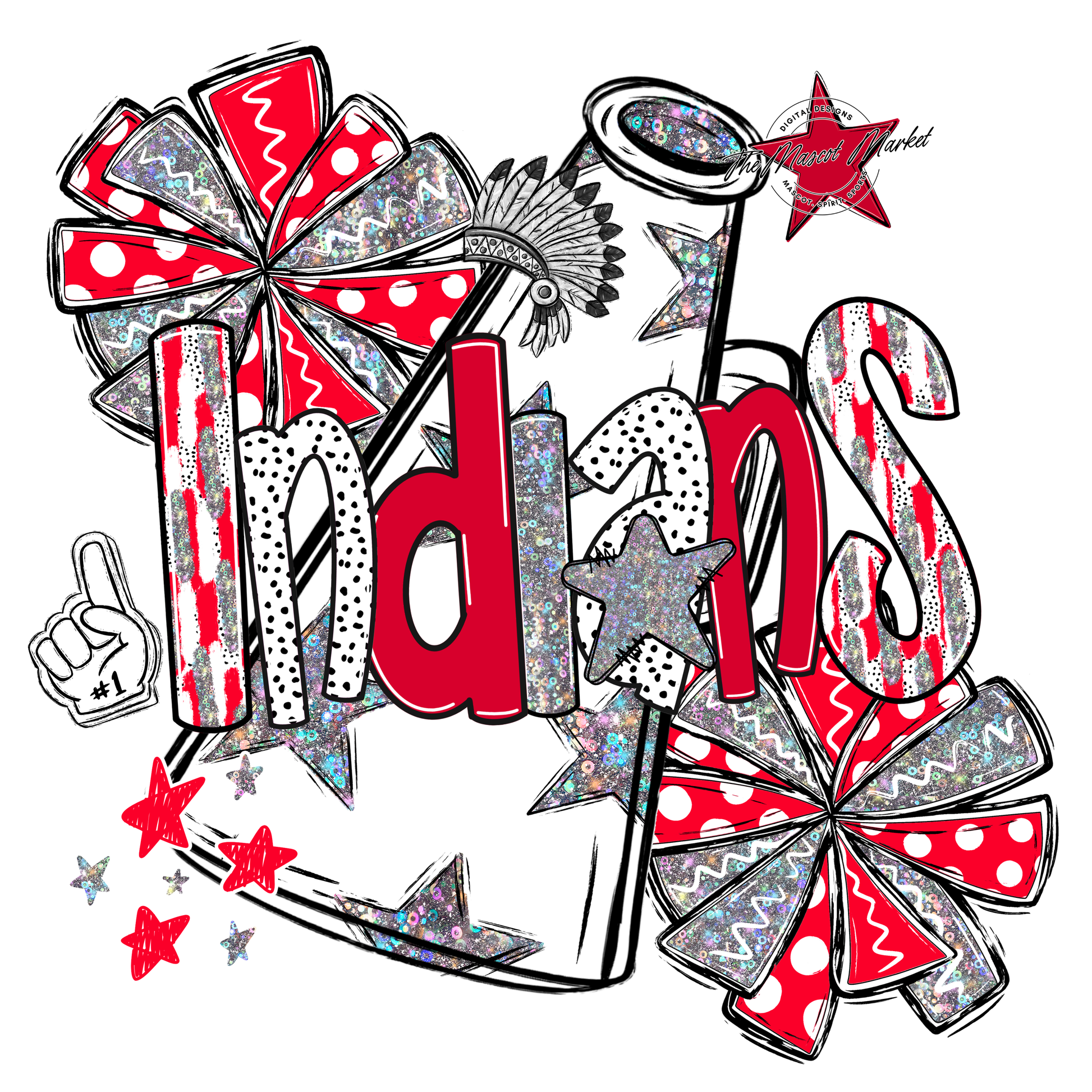 Indians Cheer Megaphone Scrape-Red