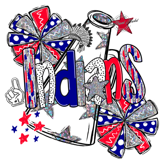 Indians Cheer Megaphone Scrape-Royal Blue-Red