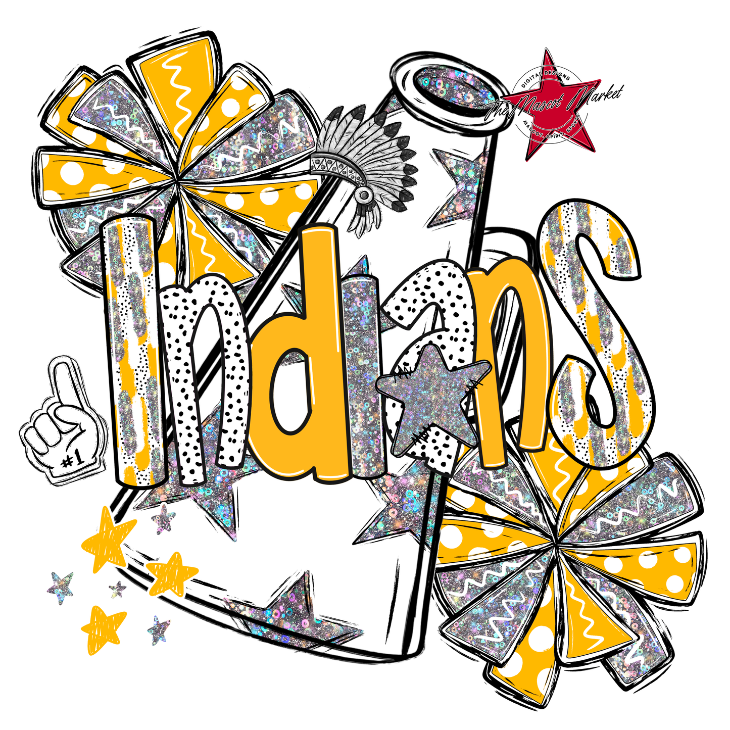 Indians Cheer Megaphone Scrape-Yellow