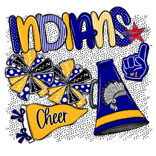 Indians Cheer Spirit-Blue & Yellow