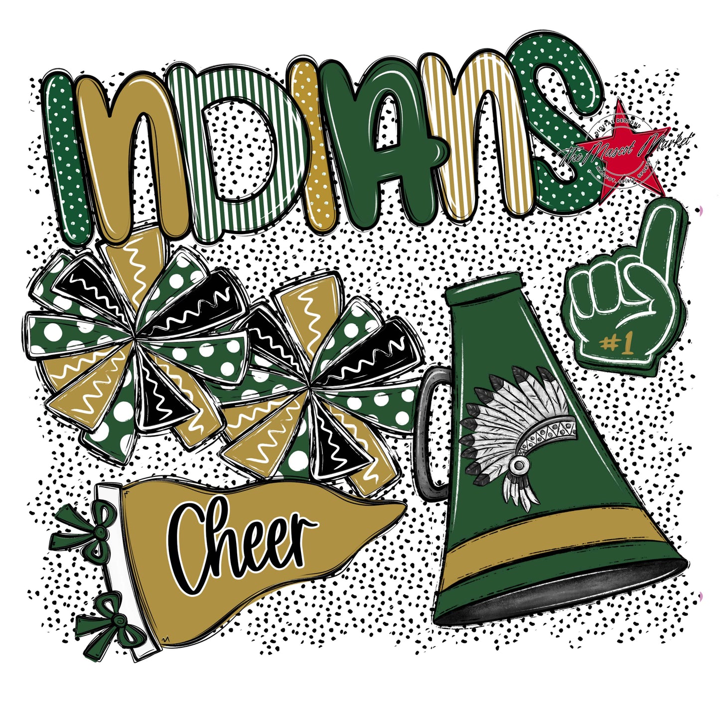 Indians Cheer Spirit-Green & Gold