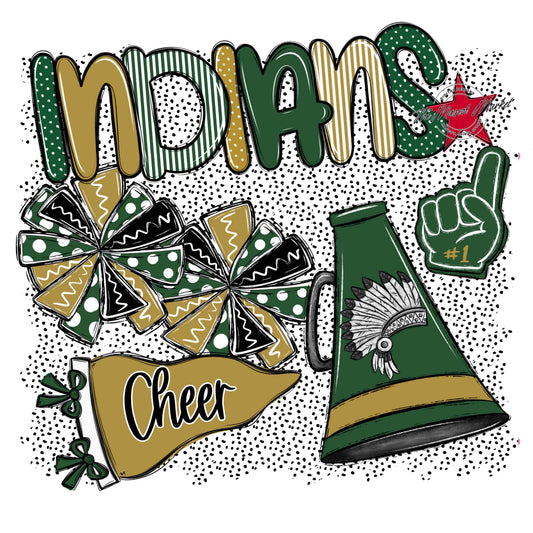 Indians Cheer Spirit-Green & Gold