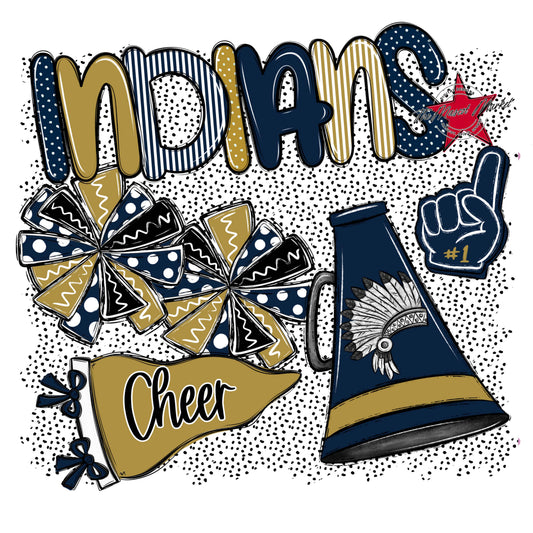Indians Cheer Spirit-Navy & Gold