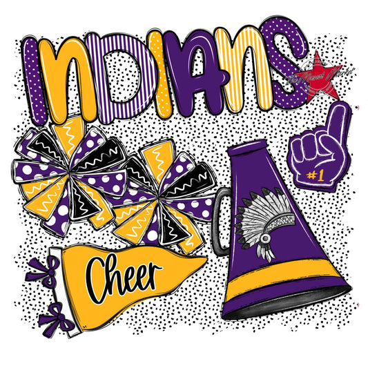 Indians Cheer Spirit-Purple & Yellow