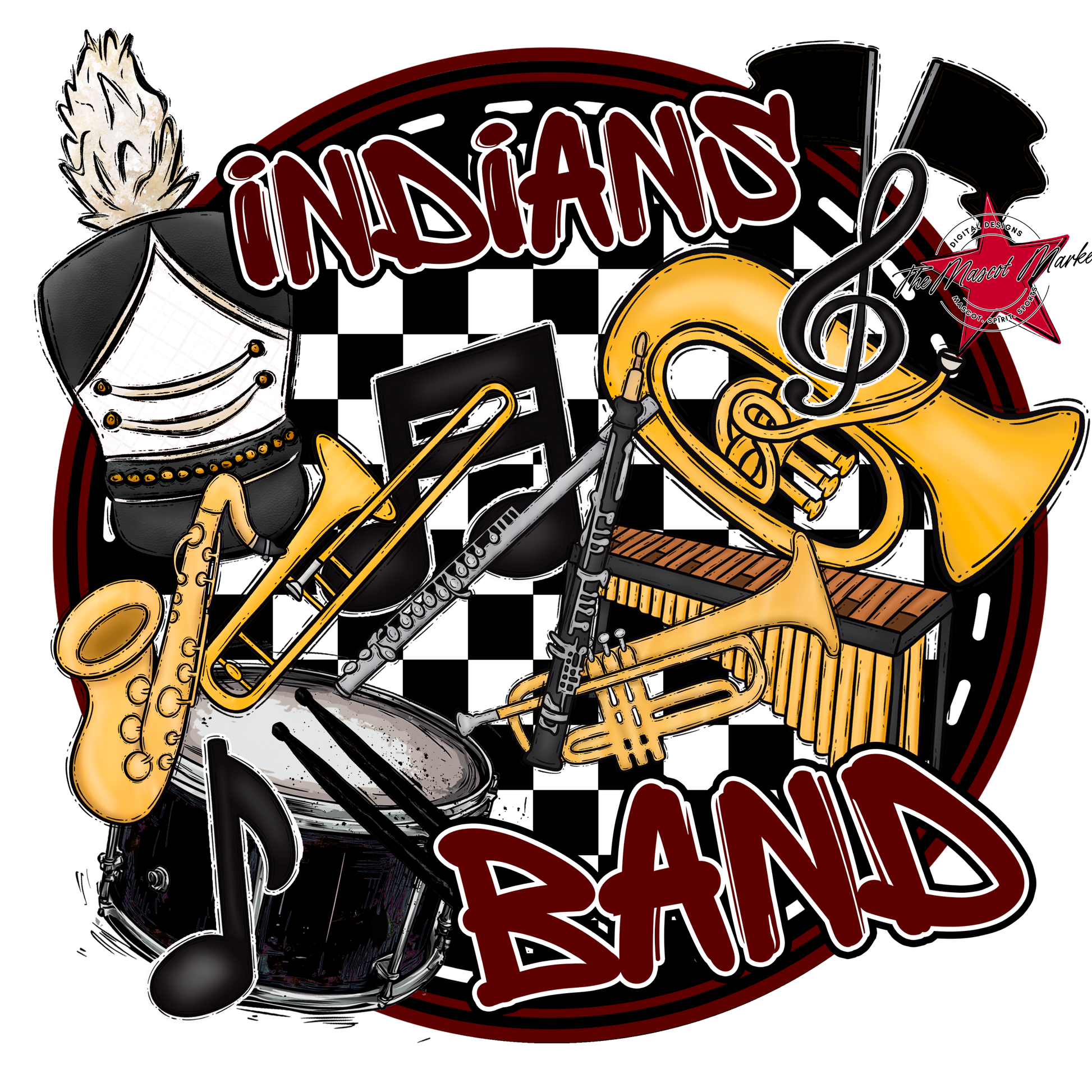 Indians Circle Band Design-Maroon