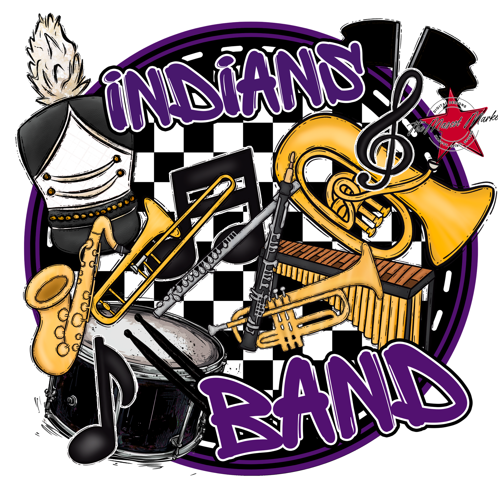 Indians Circle Band Design-Purple