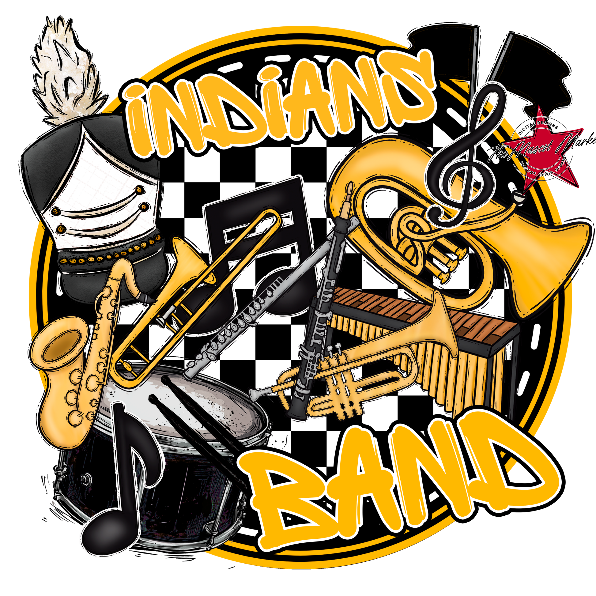 Indians Circle Band Design-Yellow