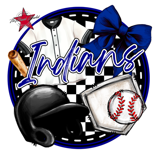 Indians Circle Baseball Design-Blue