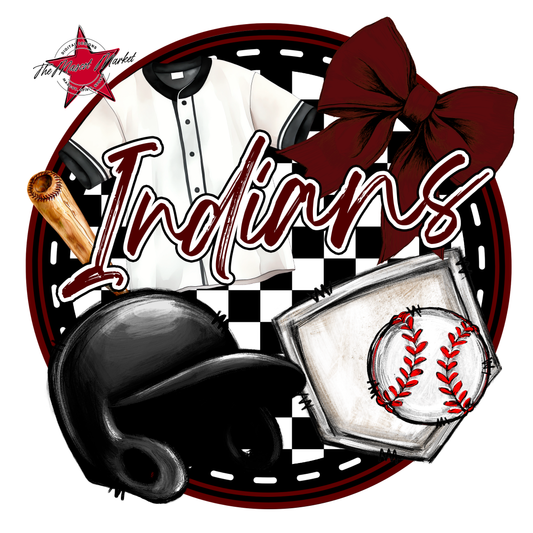 Indians Circle Baseball Design-Maroon
