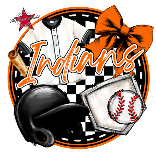 Indians Circle Baseball Design-Orange