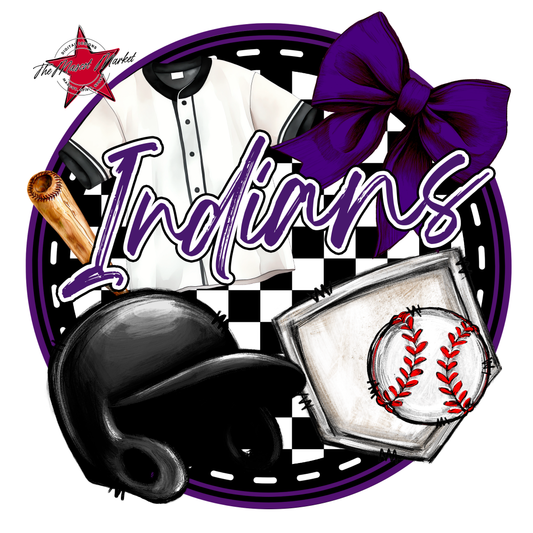 Indians Circle Baseball Design-Purple