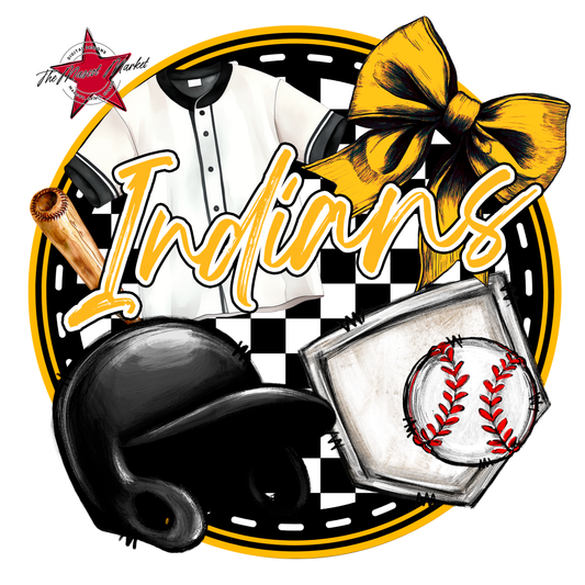 Indians Circle Baseball Design-Yellow
