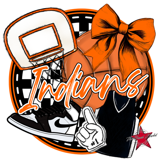 Indians Circle Basketball Design-Orange