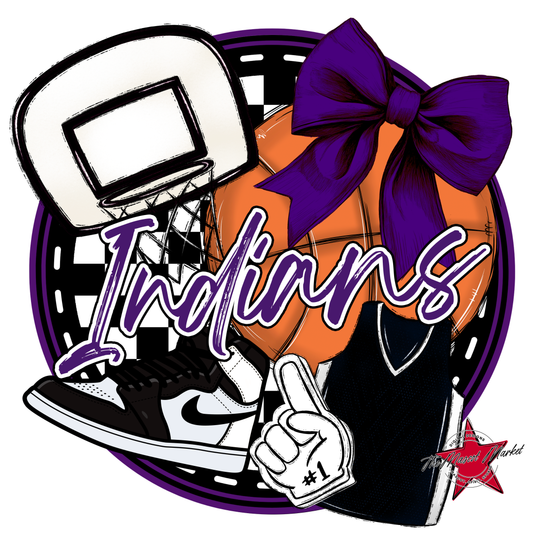Indians Circle Basketball Design-Purple