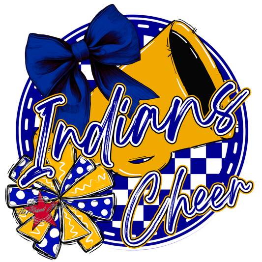 Indians Circle Cheer Design-Blue-Yellow
