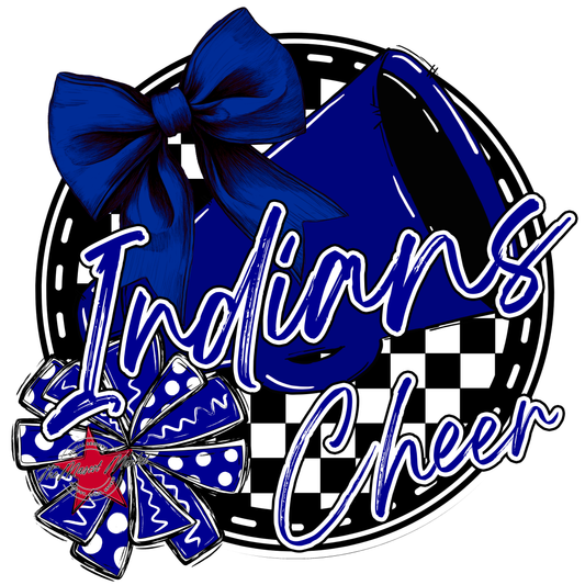 Indians Circle Cheer Design-Blue