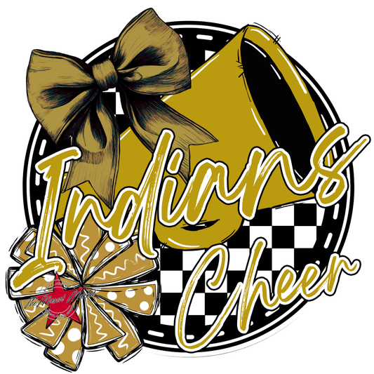 Indians Circle Cheer Design-Gold