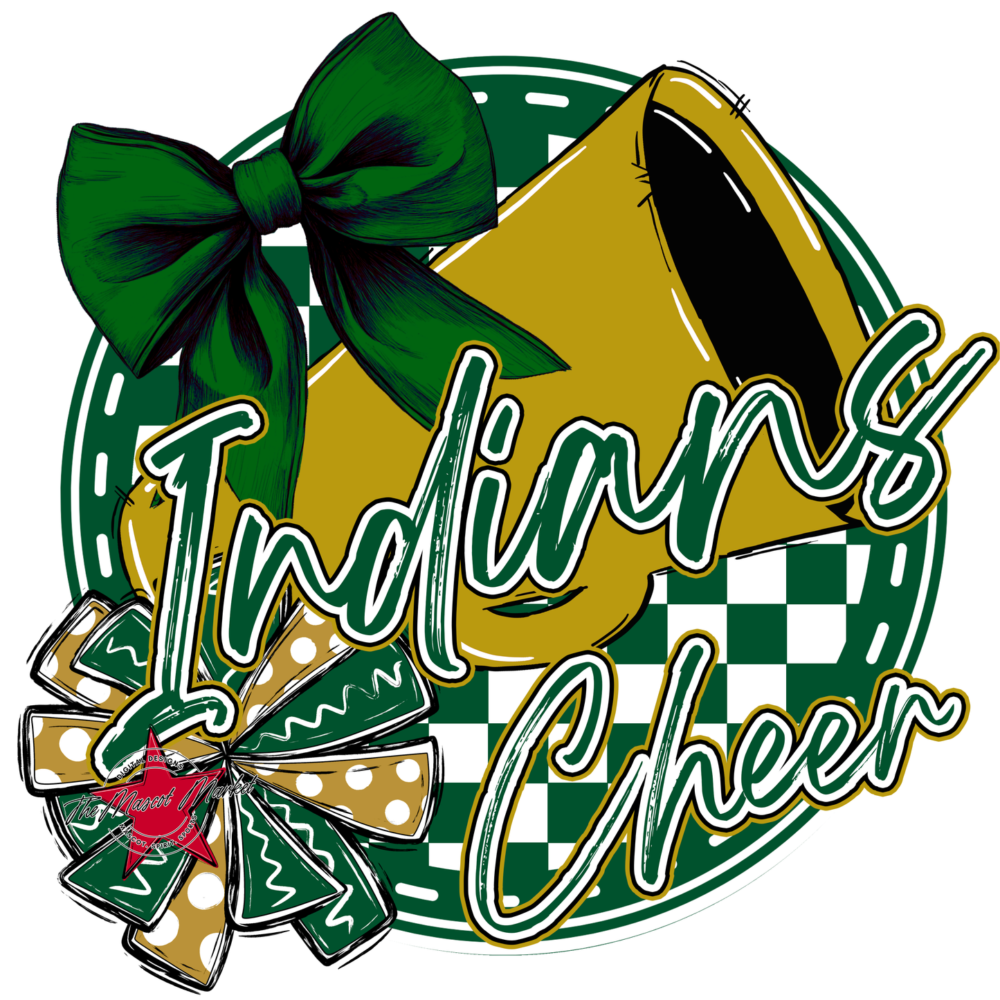 Indians Circle Cheer Design-Green-Gold