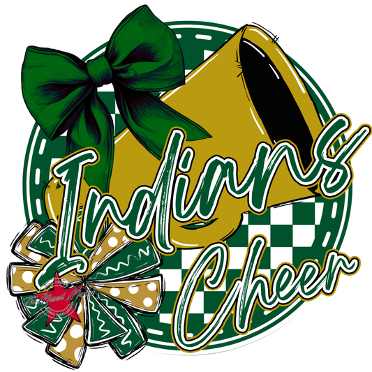 Indians Circle Cheer Design-Green-Gold
