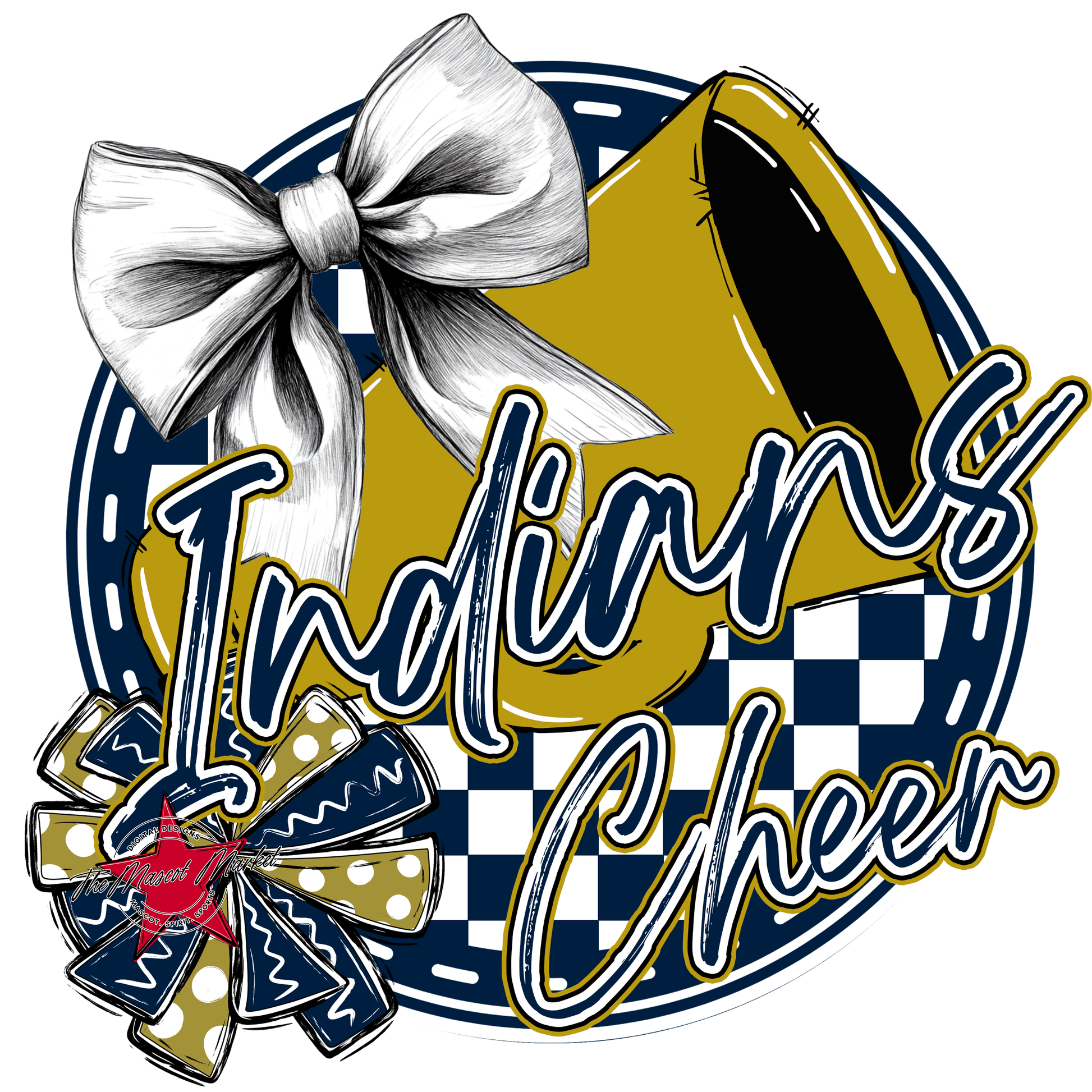 Indians Circle Cheer Design-Navy-Gold