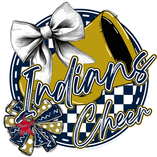 Indians Circle Cheer Design-Navy-Gold