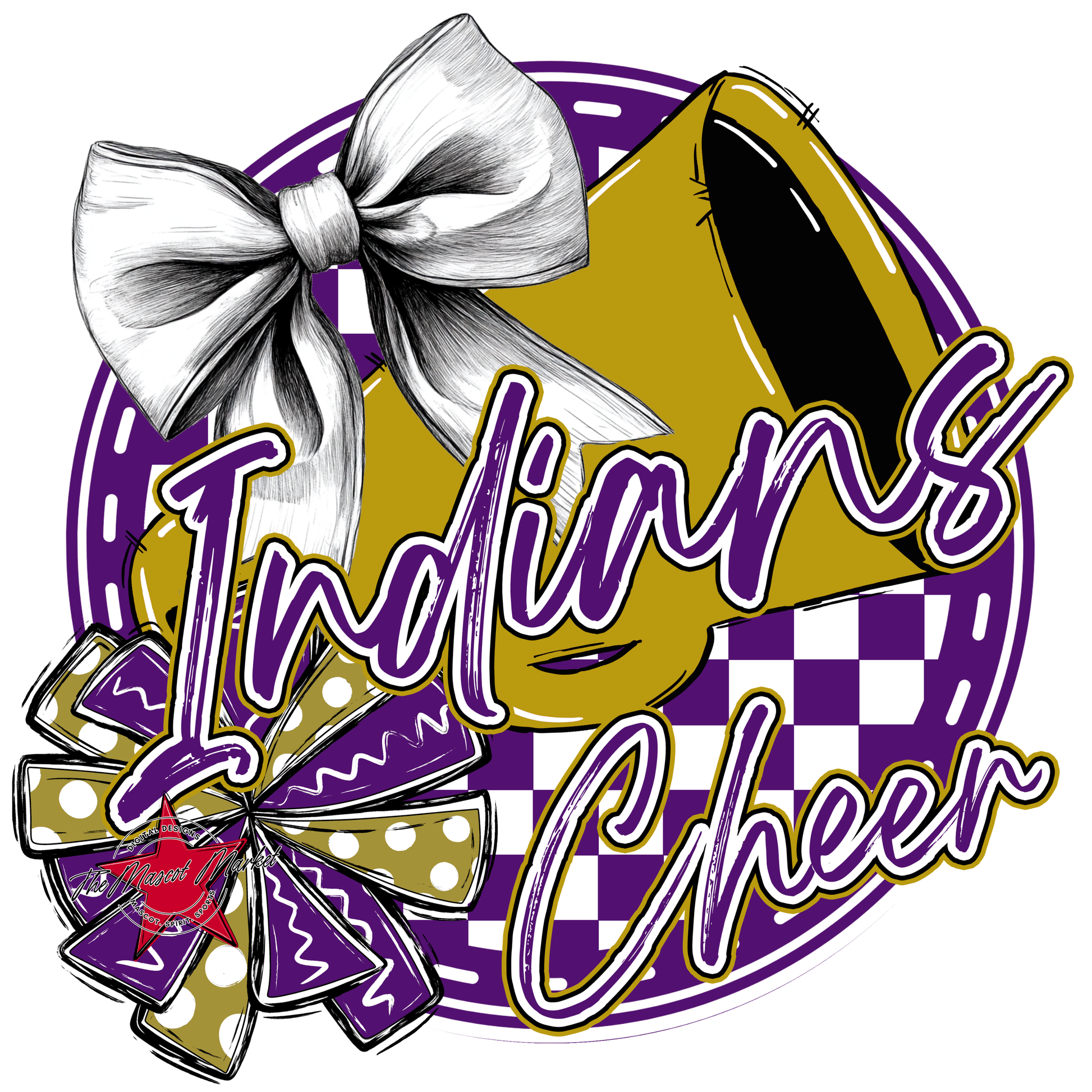 Indians Circle Cheer Design-Purple-Gold