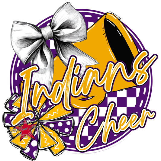 Indians Circle Cheer Design-Purple-Yellow