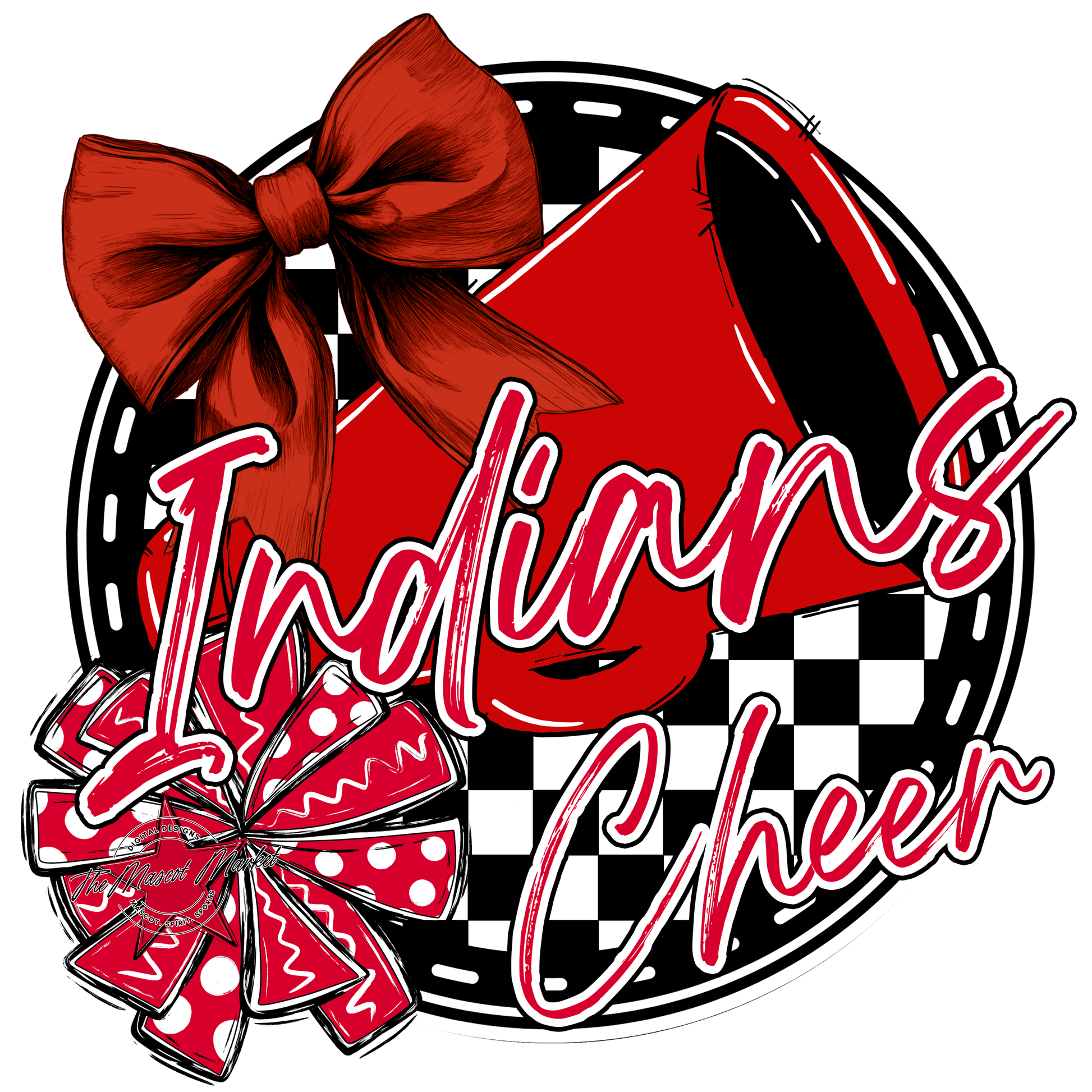 Indians Circle Cheer Design-Red