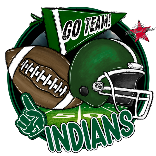 Indians Circle Football Design-Green