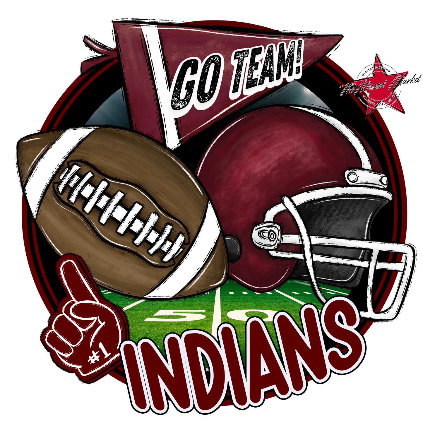 Indians Circle Football Design-Maroon
