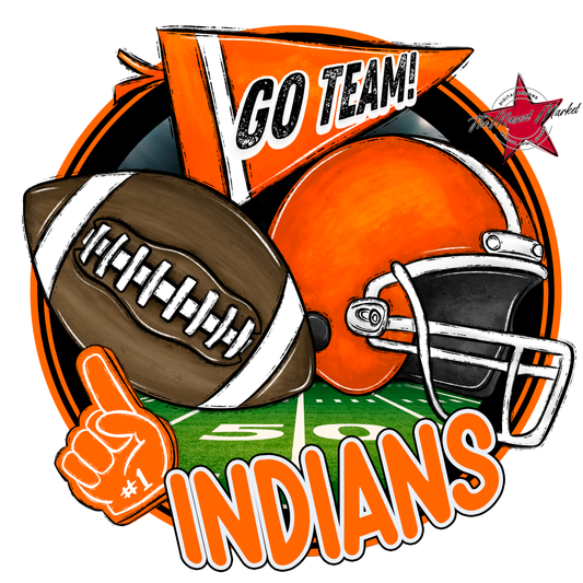 Indians Circle Football Design-Orange