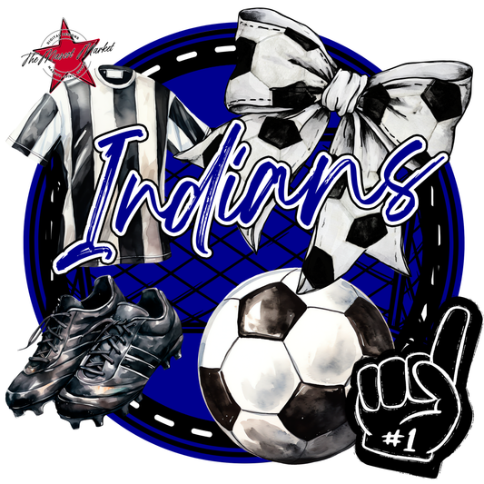 Indians Circle Soccer Design-Blue