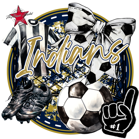 Indians Circle Soccer Design-Navy-Gold