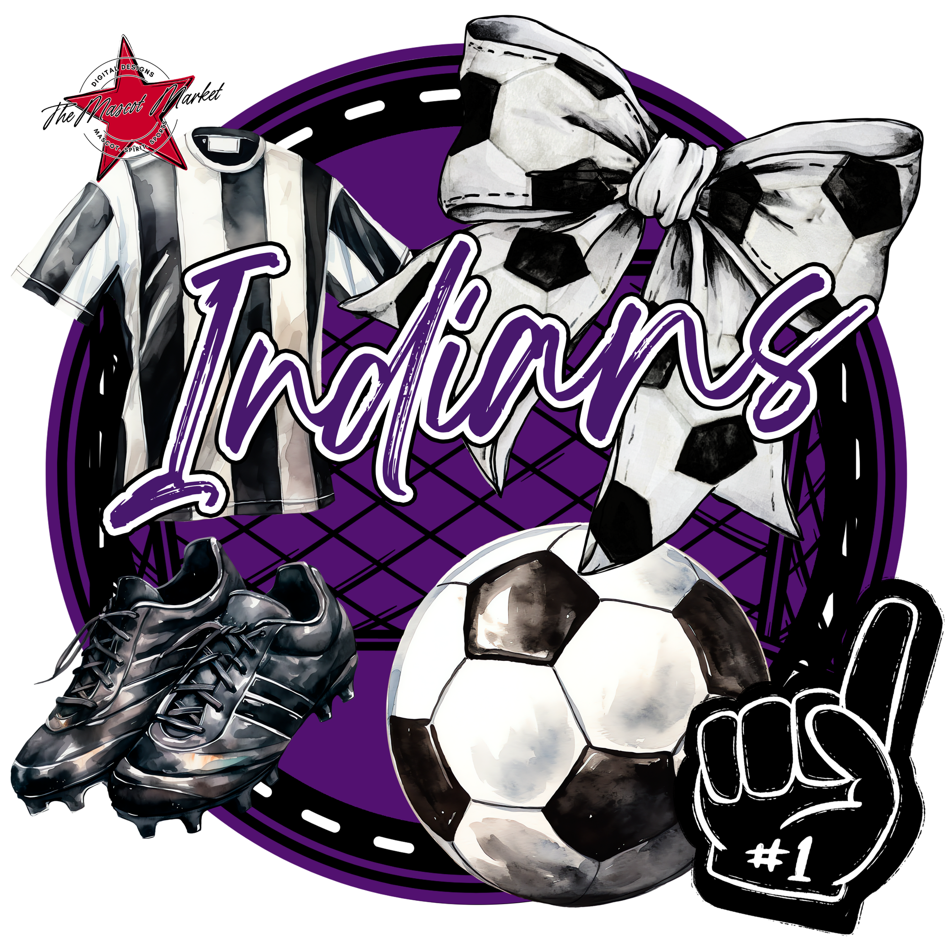 Indians Circle Soccer Design-Purple