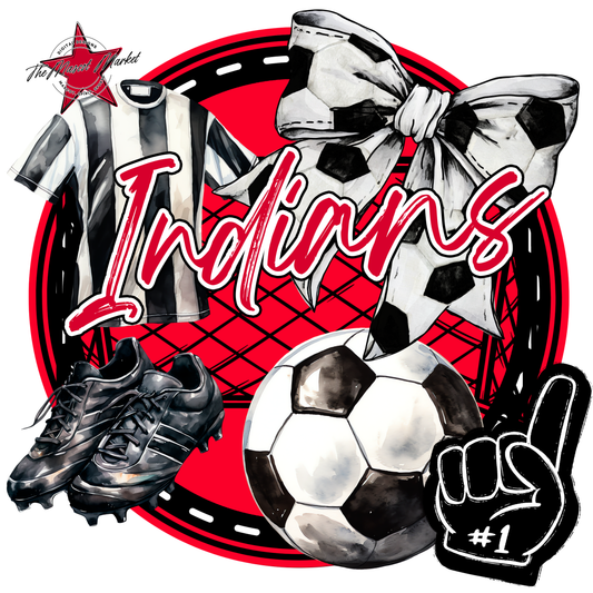 Indians Circle Soccer Design-Red