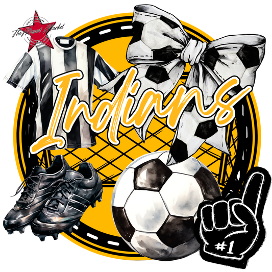 Indians Circle Soccer Design-Yellow