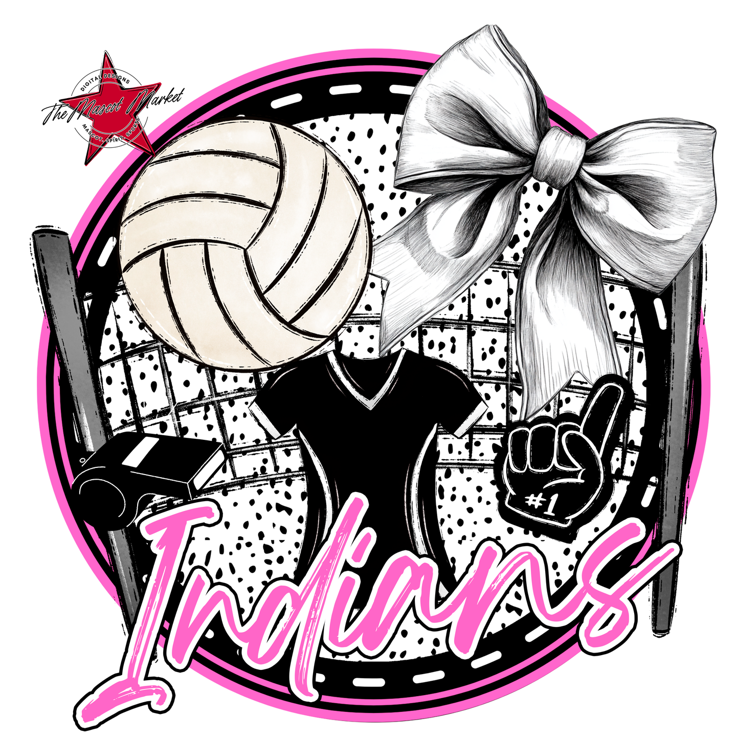 Indians Circle Volleyball Design-Baby Pink