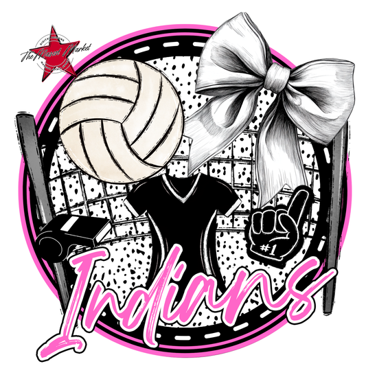 Indians Circle Volleyball Design-Baby Pink