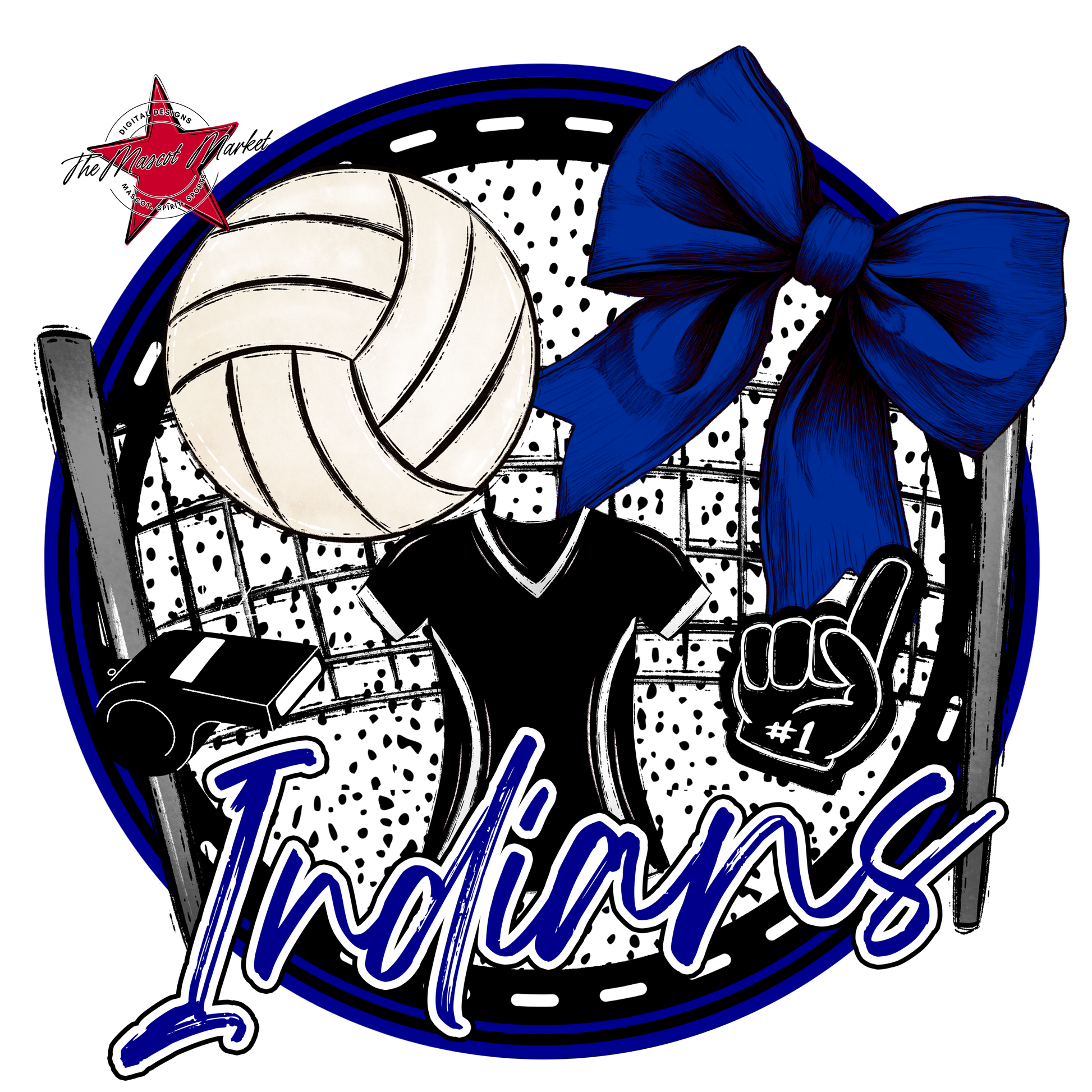 Indians Circle Volleyball Design-Blue