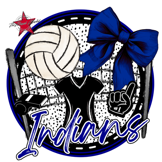 Indians Circle Volleyball Design-Blue