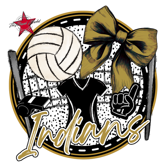 Indians Circle Volleyball Design-Gold